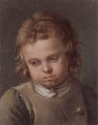 Portrait of a young boy,head and shoulders,wearing a grey smock and a green shirt unknow artist